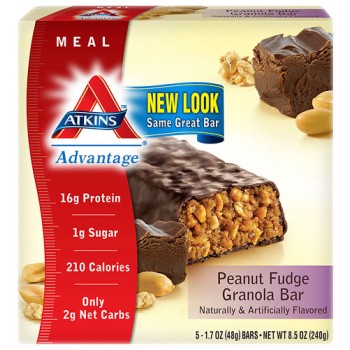Atkins Advantage Bar Peanut Fudge Granola -- 5 Bars