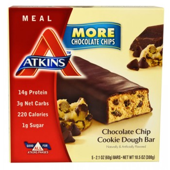 Atkins Meal Bar Chocolate Chip Cookie Dough -- 5 Bars