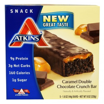 Atkins Snack Bar Caramel Double Chocolate Crunch -- 5 Bars