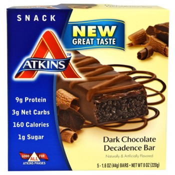 Atkins Snack Bar Dark Chocolate Decadence -- 5 Bars
