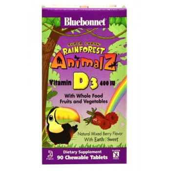 Bluebonnet Nutrition Super Earth Rainforest Animalz Vitamin D3 Mixed Berry -- 400 IU - 90 Chewable Tablets