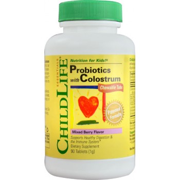 Childlife Probiotics Plus Colostrum Mixed Berry -- 90 Chewable Tablets