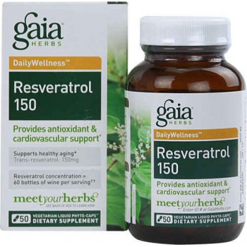 Gaia Herbs DailyWellness™ Resveratrol 150 -- 50 Vegetarian Liquid Phyto-Caps™