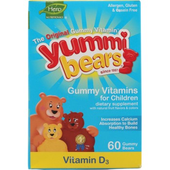 Hero Nutritionals Yummi Bears Gummy Vitamins for Children with VitaminD-3 -- 60 Gummies