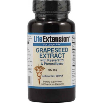 Life Extension Grapeseed Extract With Resveratrol and Pterostilbene -- 100 mg - 60 Vegetarian Capsules
