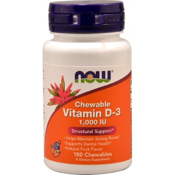 NOW Vitamin D-3 Chewable Natural Fruit -- 1000 IU - 180 Chewables
