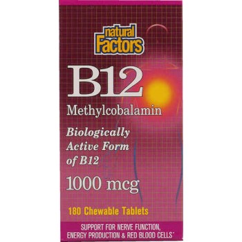 Natural Factors B12 Methylcobalamin -- 1000 mcg - 180 Chewable Tablets