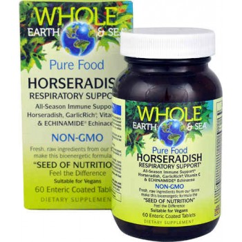 Natural Factors Whole Eearh & Sea® Horseradish Respiratory Support -- 60 Enteric-Coated Tablets
