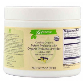 Vitacost Certified Organic Probiotics with Organic Prebiotics Powder -- 20 billion CFU - 2 oz (57 g)
