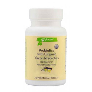 Vitacost Certified Organic Probiotics with Organic Yacon Prebiotics -- 18 billion CFU(t) - 30 Vegetarian Tablets
