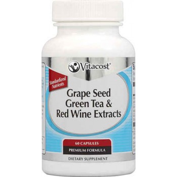 Vitacost Grape Seed Green Tea & Red Wine Extracts -- 60 Capsules