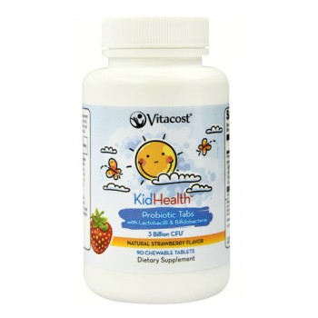 Vitacost KidHealth Probiotic Tabs for Kids Strawberry -- 3 billion CFU** - 90 Chewable Tablets